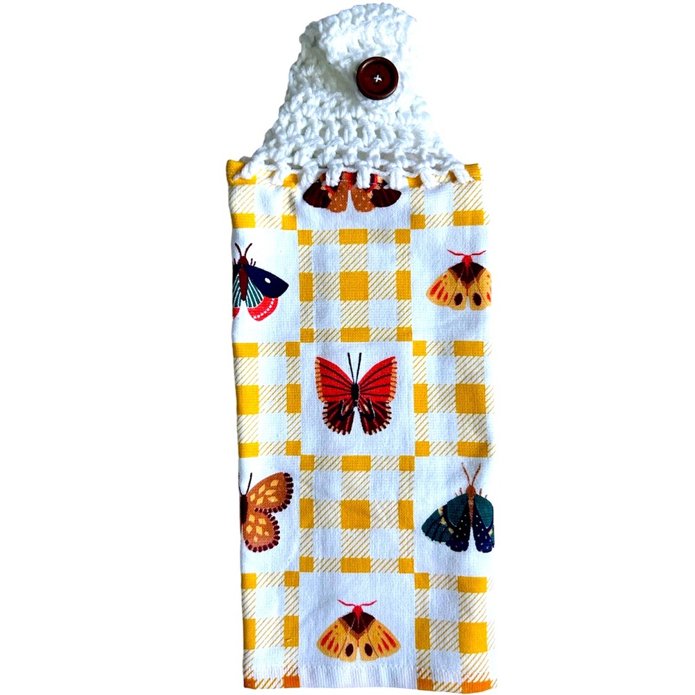 Hand Crafted Colorful Butterflies Hanging Hand Towel Crochet Top